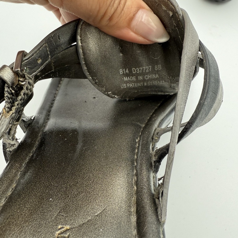 Cole Haan NikeAir Women's Wedge Sandals‎ Size 8 Metallic Gray Leather Thong - Picture 6 of 11